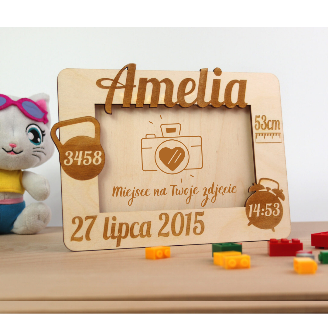 RAMKA NA ZDJĘCIE Z METRYCZKĄ URODZENIA