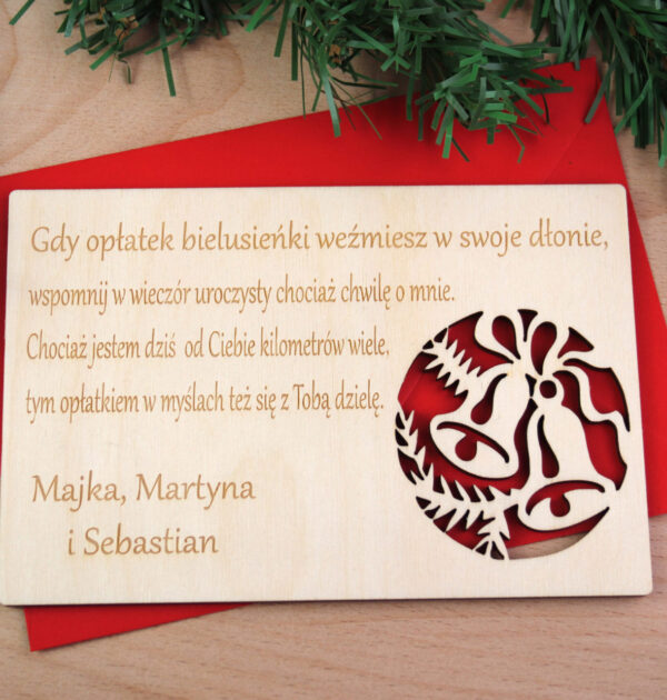 ŚWIĄTECZNA POCZTÓWKA Z GRAWEROWANYMI ŻYCZENIAMI