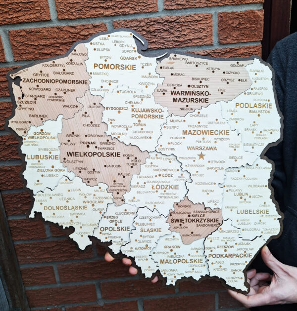 Trójwymiarowa mapa Polski - 50 x 50 cm - POLSKA 3D