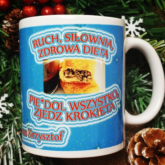 RUCH, SIŁOWNIA, ZDROWA DIETA.. - KUBEK ŚWIĄTECZNY Z KROKIETEM - MERRY CHRISTMAS