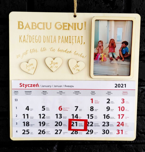 Kalendarz na Dzień Babci i Dziadka - do samodzielnego włożenia zdjęcia - PRODUKT Z WYSYŁKĄ TYLKO NA TERENIE POLSKI