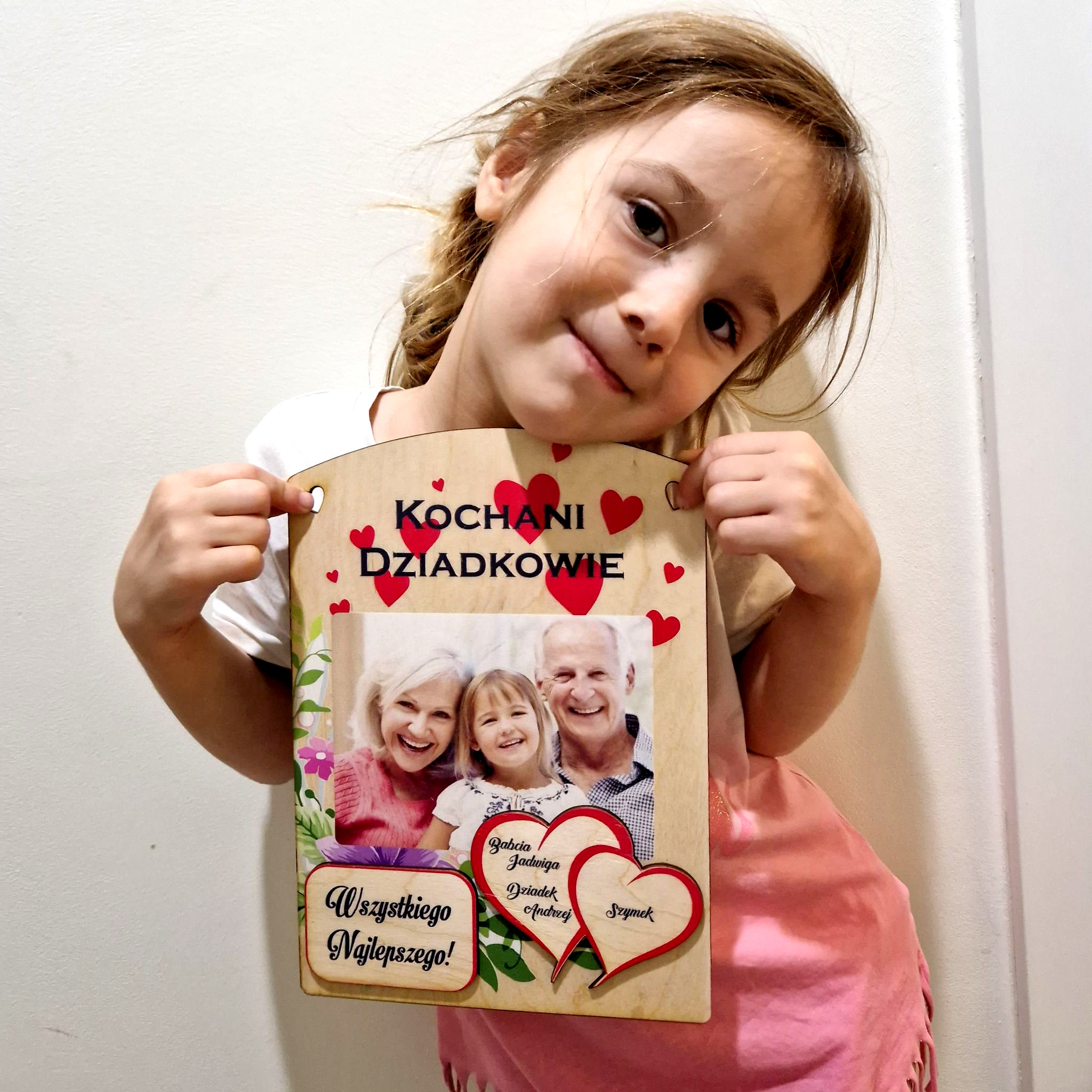 Tabliczka na Dzień Babci i Dziadka - ze zdjęciem i serduszkami - PRODUKT Z WYSYŁKĄ TYLKO NA TERENIE POLSKI - obrazek 2
