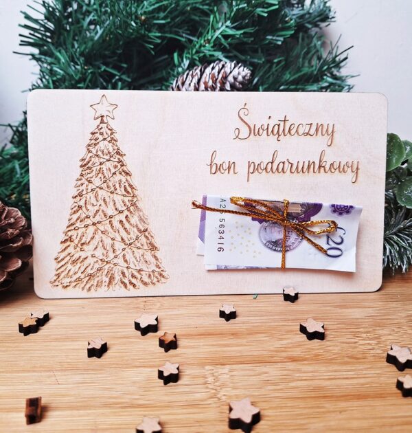 ŚWIĄTECZNY BON PODARUNKOWY - CHOINKA - WZÓR 1