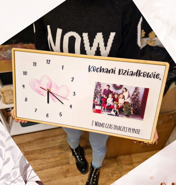 MEGA DUŻA TABLICZKA Z ZEGAREM I ZDJĘCIEM NA DZIEŃ BABCI I DZIADKA - PRODUKT Z WYSYŁKĄ TYLKO NA TERENIE POLSKI