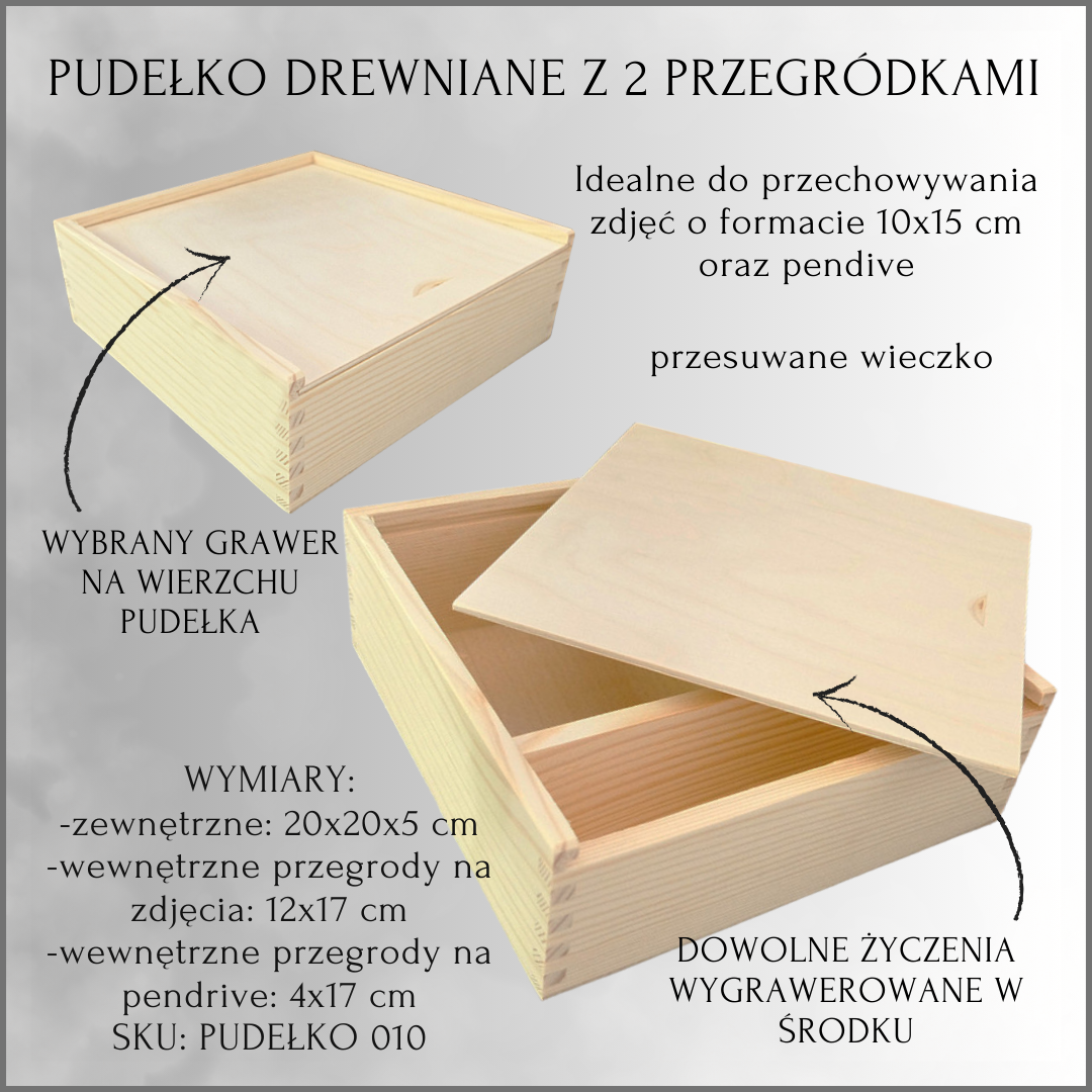 PAMIĄTKA PIERWSZEJ KOMUNII ŚWIĘTEJ - DREWNIANE PUDEŁKO Z GRAWEREM NA WIERZCHU ORAZ ŻYCZENIAMI W ŚRODKU - WYBÓR PUDEŁKA - obrazek 15