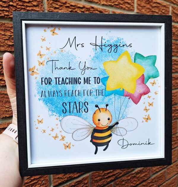 RAMKA DLA NAUCZYCIELA - PSZCZÓŁKA + BALONY - THANK YOU FOR TEACHING ME TO ALWAYS REACH FOR THE STARS