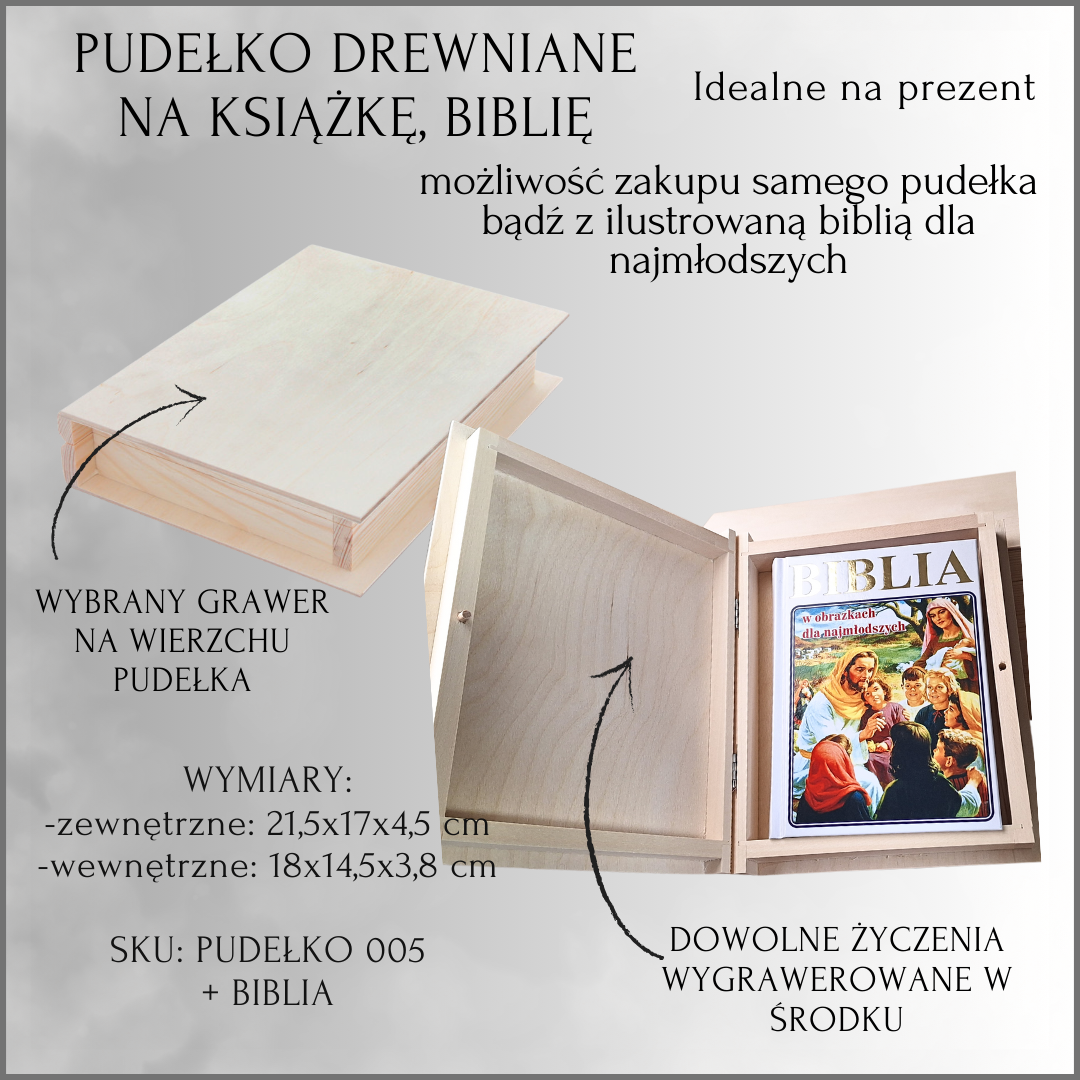PAMIĄTKA PIERWSZEJ KOMUNII ŚWIĘTEJ - DREWNIANE PUDEŁKO Z GRAWEREM NA WIERZCHU ORAZ ŻYCZENIAMI W ŚRODKU - WYBÓR PUDEŁKA - obrazek 12