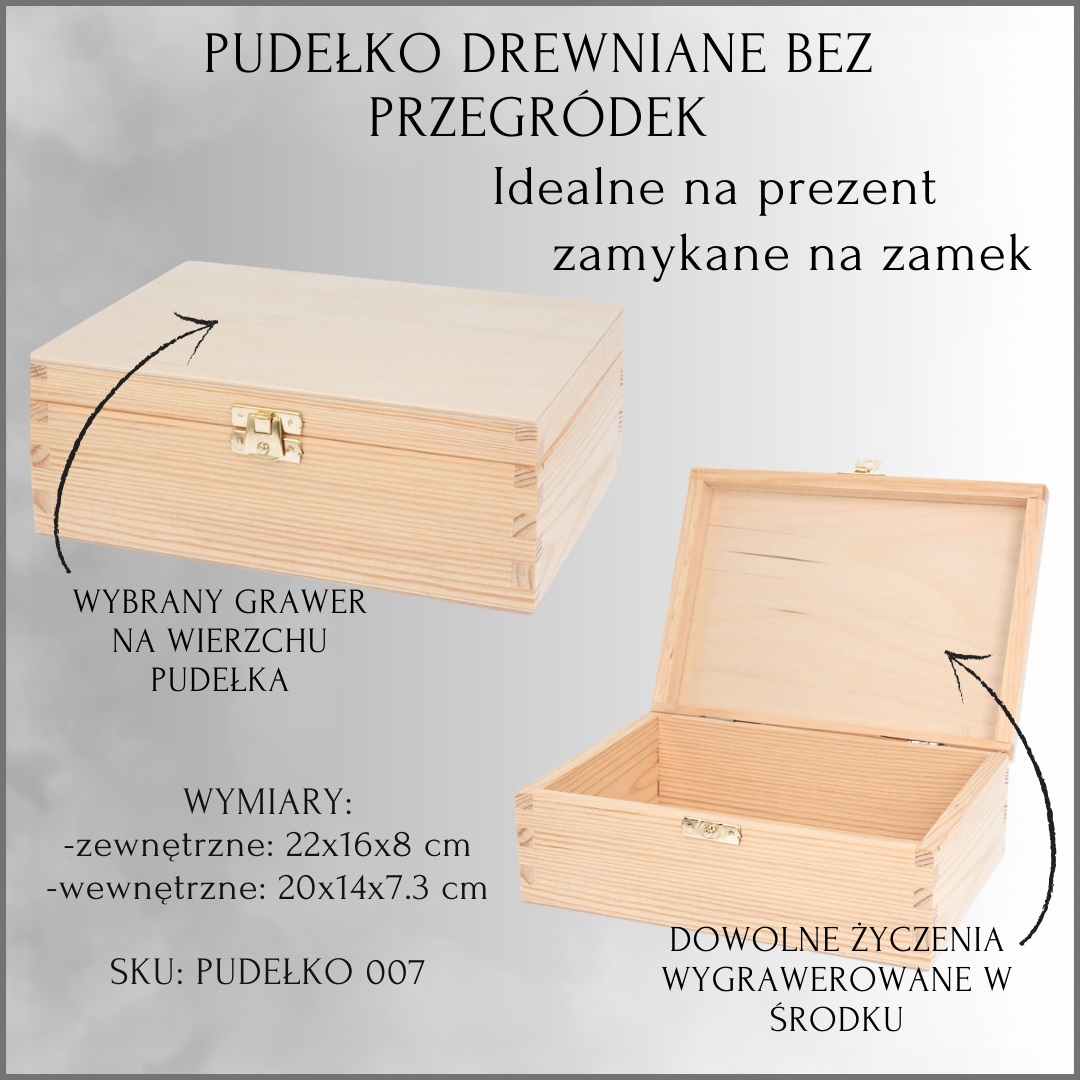 PAMIĄTKA PIERWSZEJ KOMUNII ŚWIĘTEJ - DREWNIANE PUDEŁKO Z GRAWEREM NA WIERZCHU ORAZ ŻYCZENIAMI W ŚRODKU - WYBÓR PUDEŁKA - obrazek 14