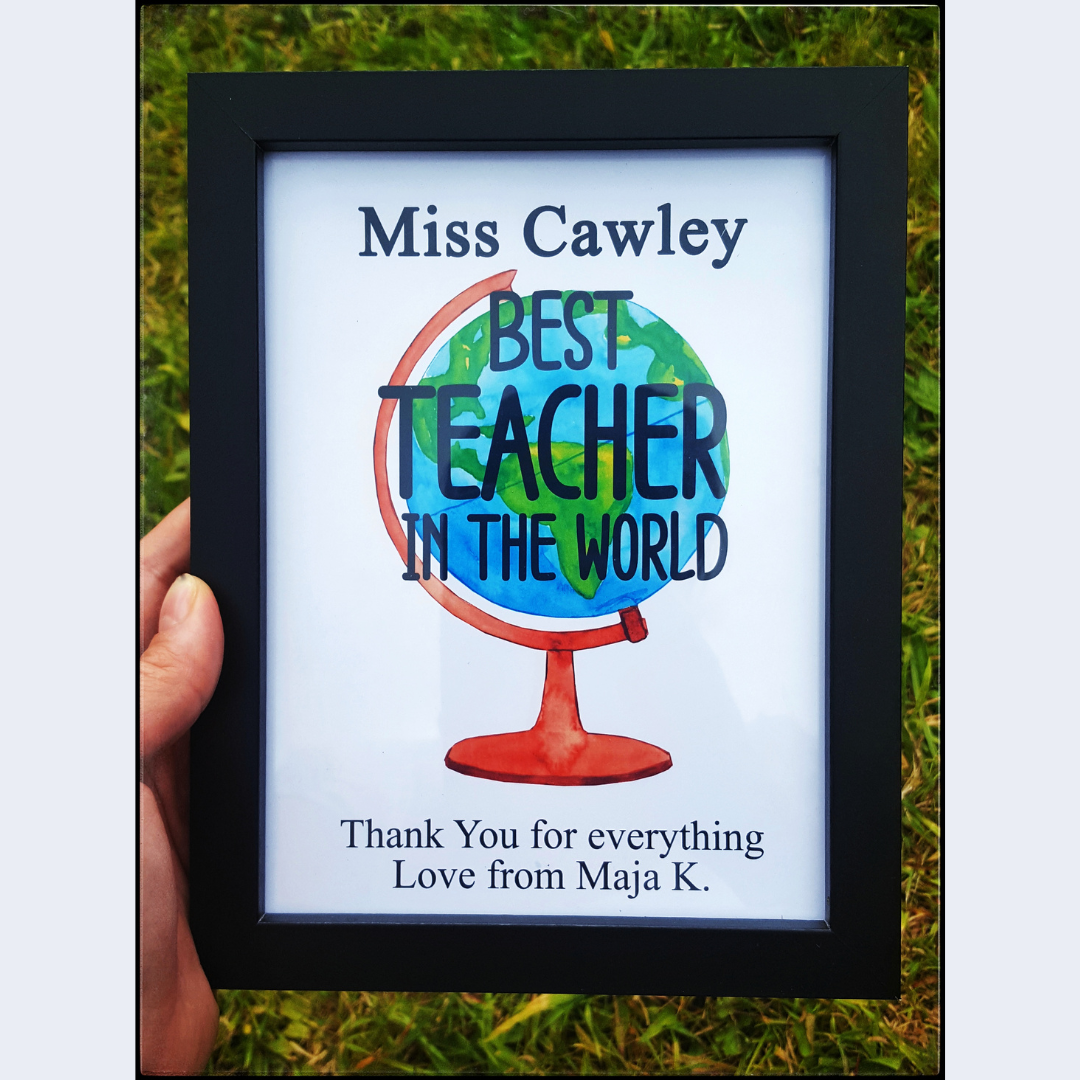 RAMKA DLA NAUCZYCIELA - BEST TEACHER IN THE WORLD - RAMKA Z GLOBUSEM