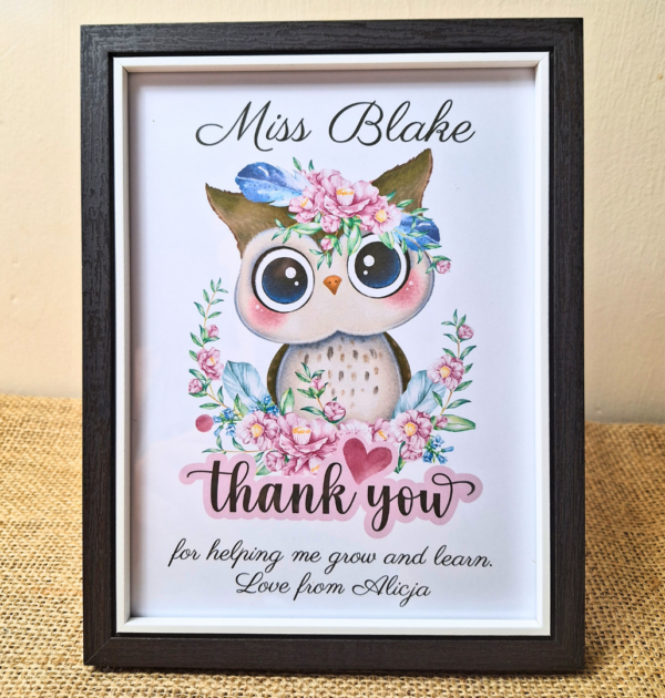 RAMKA DLA NAUCZYCIELA - THANK YOU - RAMKA Z SÓWKĄ