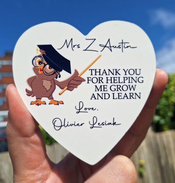 MAGNES DLA NAUCZYCIELA - THANK YOU FOR HELPING ME GROW AND LEARN  - BRĄZOWA SÓWKA ZE WSKAŹNIKIEM