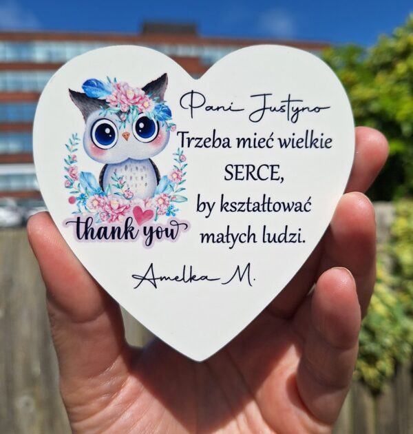 MAGNES DLA NAUCZYCIELA - SÓWKA THANK YOU PO POLSKU - TRZEBA MIEĆ WIELKIE SERCE, BY KSZTAŁTOWAĆ MAŁYCH LUDZI