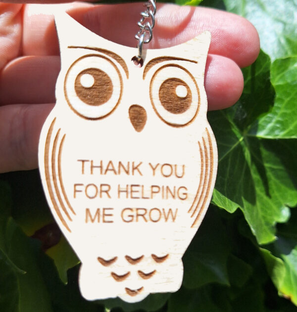 BRELOCZEK DO KLUCZY - DLA NAUCZYCIELA - SÓWKA - THANK YOU FOR HELPING ME GROW