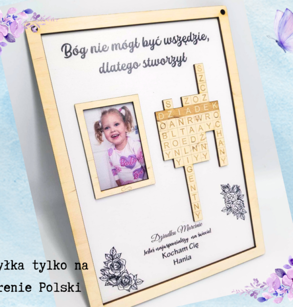 Tabliczka z krzyżówką i zdjęciem na Dzień Dziadka - PRODUKT Z WYSYŁKĄ TYLKO NA TERENIE POLSKI