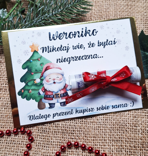 ŚWIĄTECZNY BON PODARUNKOWY - DLA GRZECZNYCH I NIEGRZECZNYCH - WYBÓR - WZÓR 1 - MIKOŁAJ I CHOINKA