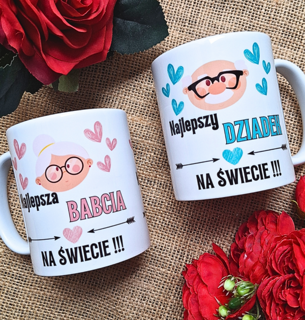 KUBEK - NAJLEPSZA BABCIA NA ŚWIECIE - NAJLEPSZY DZIADEK NA ŚWIECIE - DLA BABCI / DLA DZIADKA / ZESTAW - WYSYŁKA NA TERENIE POLSKI