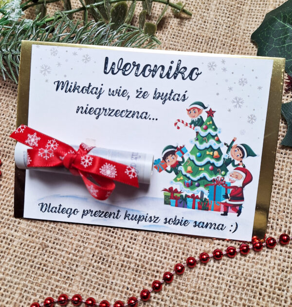ŚWIĄTECZNY BON PODARUNKOWY - DLA GRZECZNYCH I NIEGRZECZNYCH - WYBÓR - WZÓR 2 - CHOINKA, MIKOŁAJ I ELFY