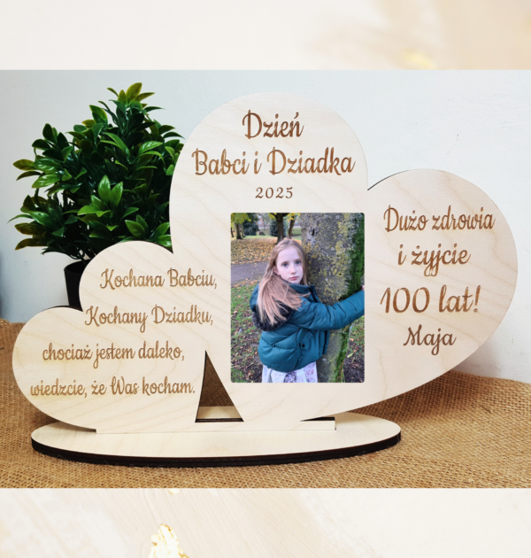 PODWÓJNE SERDUSZKO DLA BABCI I DZIADKA ZE ZDJĘCIEM