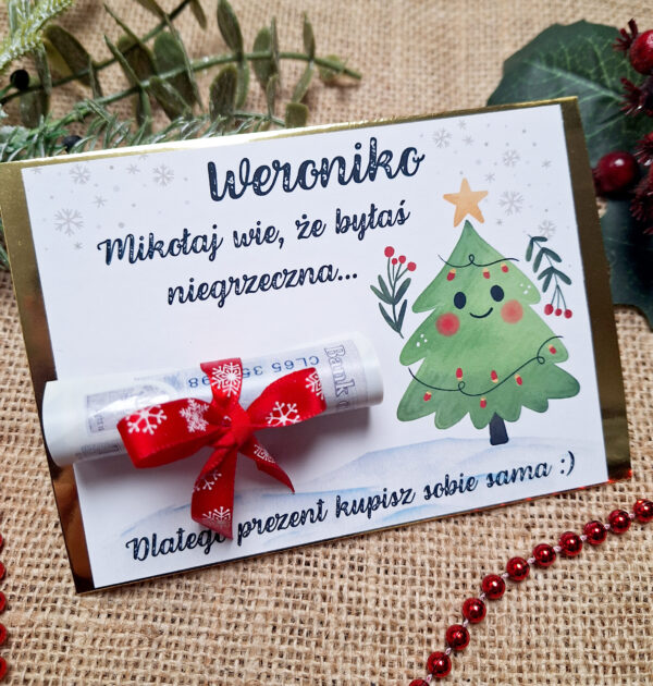 ŚWIĄTECZNY BON PODARUNKOWY - DLA GRZECZNYCH I NIEGRZECZNYCH - WYBÓR - WZÓR 5 - CHOINKA
