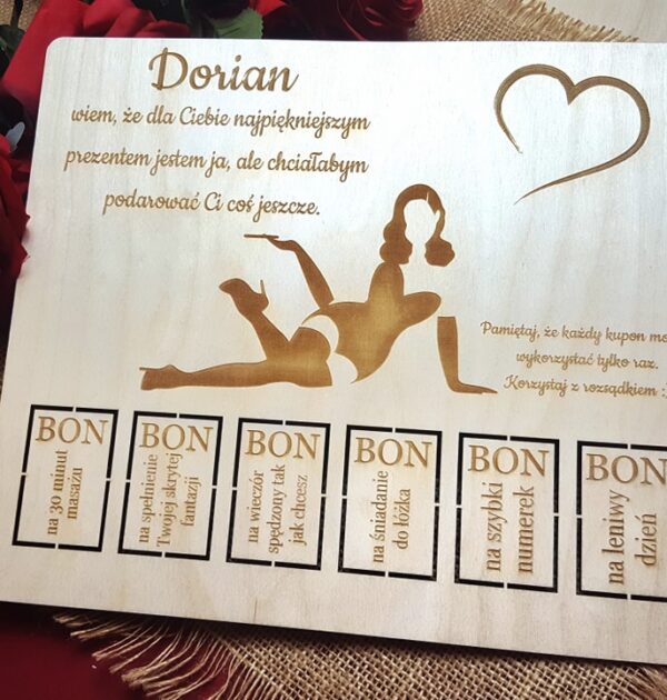 TABLICZKA Z BONAMI - KOBIETA - WALENTYNKI, DLA NIEGO