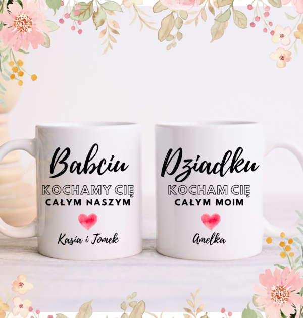 KUBEK - KOCHAM CAŁYM SERCEM - DLA BABCI / DLA DZIADKA / ZESTAW - WYSYŁKA NA TERENIE POLSKI