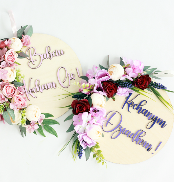 Przepiękna dekoracja ze sztucznych kwiatów - dla Babci, Dziadka bądź wspólne dla Babci i Dziadka - PRODUKT Z WYSYŁKĄ TYLKO NA TERENIE POLSKI