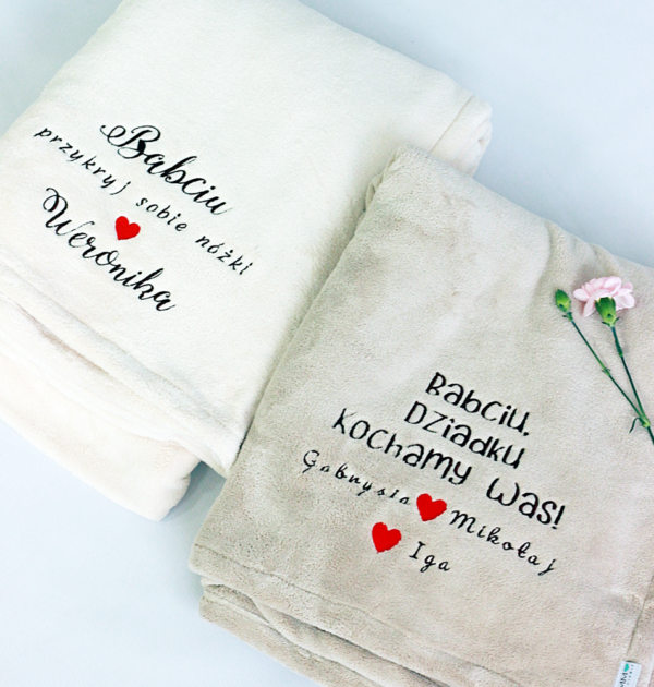 Koc na Dzień Babci i Dziadka - DOWOLNY HAFT - WYSYŁKA NA TERENIE POLSKI