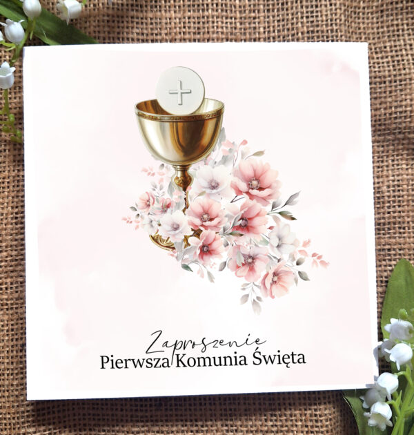 ZAPROSZENIA NA PIERWSZĄ KOMUNIĘ ŚWIĘTĄ - PIERWSZA KOMUNIA ŚWIĘTA - ZAPROSZENIE - DLA DZIEWCZYNKI - R08