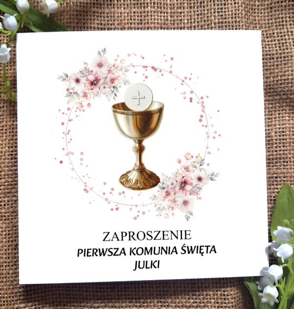 ZAPROSZENIA NA PIERWSZĄ KOMUNIĘ ŚWIĘTĄ - PIERWSZA KOMUNIA ŚWIĘTA - ZAPROSZENIE - DLA DZIEWCZYNKI - R24