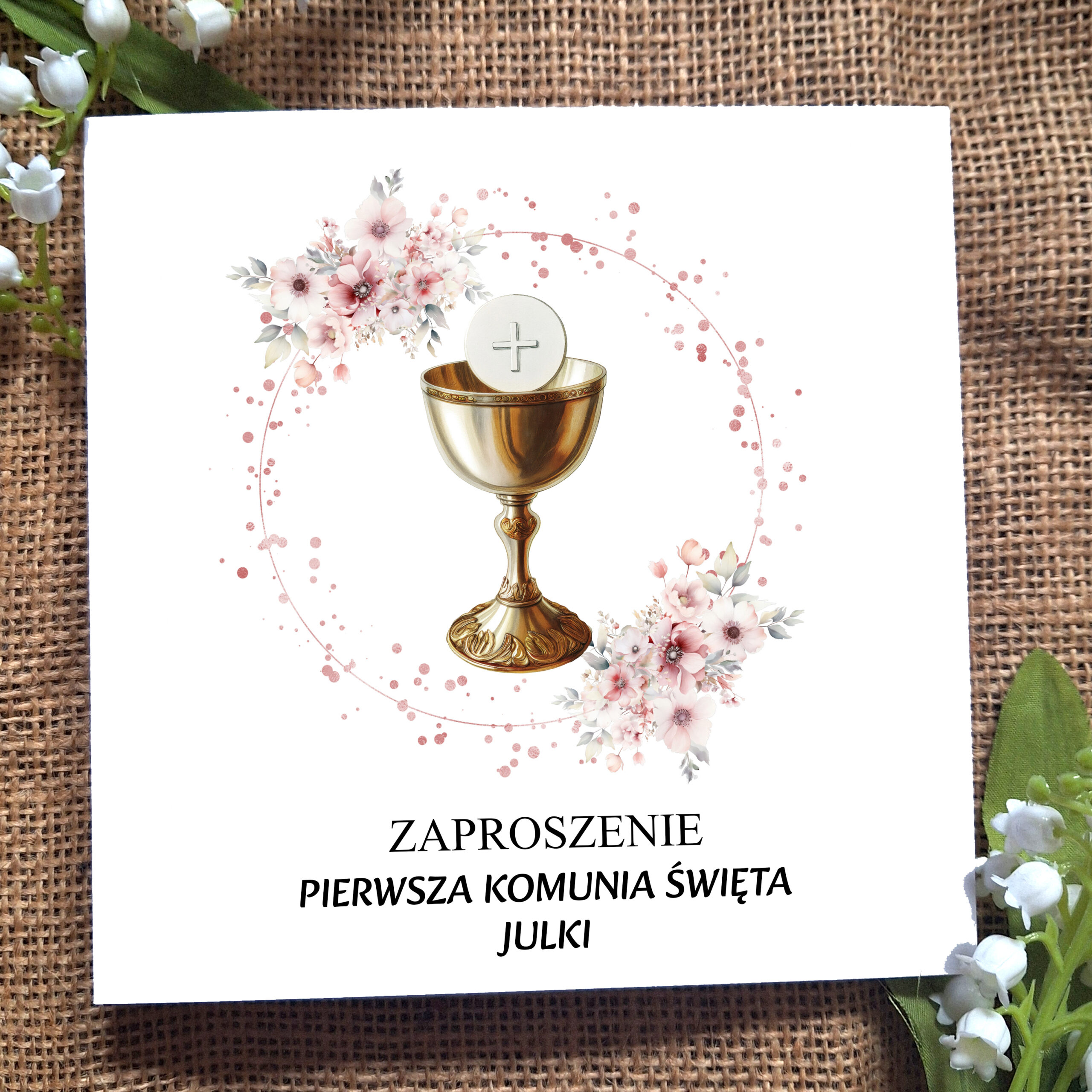 ZAPROSZENIA NA PIERWSZĄ KOMUNIĘ ŚWIĘTĄ - PIERWSZA KOMUNIA ŚWIĘTA - ZAPROSZENIE - DLA DZIEWCZYNKI - R24