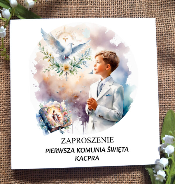 ZAPROSZENIA NA PIERWSZĄ KOMUNIĘ ŚWIĘTĄ - PIERWSZA KOMUNIA ŚWIĘTA - ZAPROSZENIE - DLA CHŁOPCA