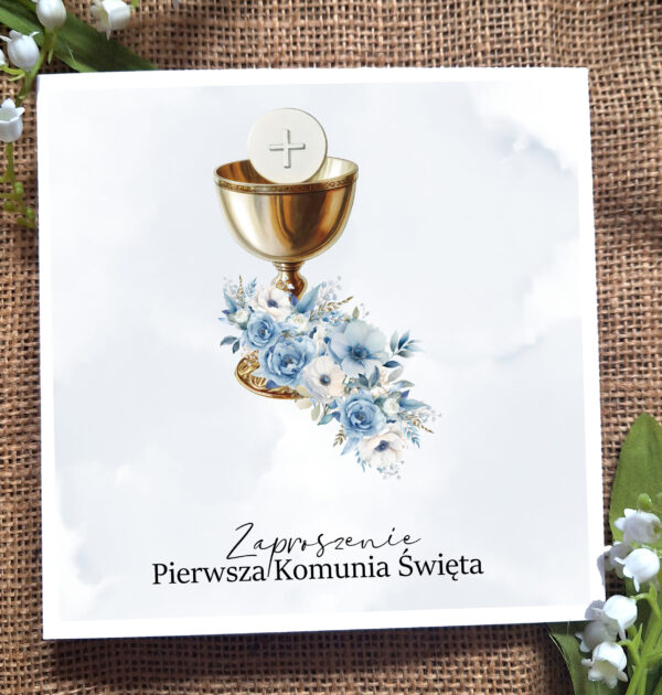 ZAPROSZENIA NA PIERWSZĄ KOMUNIĘ ŚWIĘTĄ - PIERWSZA KOMUNIA ŚWIĘTA - ZAPROSZENIE - DLA CHŁOPCA - N08