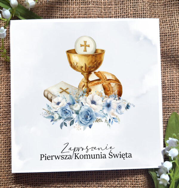 ZAPROSZENIA NA PIERWSZĄ KOMUNIĘ ŚWIĘTĄ - PIERWSZA KOMUNIA ŚWIĘTA - ZAPROSZENIE - DLA CHŁOPCA - N11