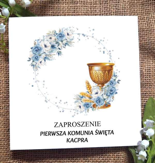 ZAPROSZENIA NA PIERWSZĄ KOMUNIĘ ŚWIĘTĄ - PIERWSZA KOMUNIA ŚWIĘTA - ZAPROSZENIE - DLA CHŁOPCA - N20