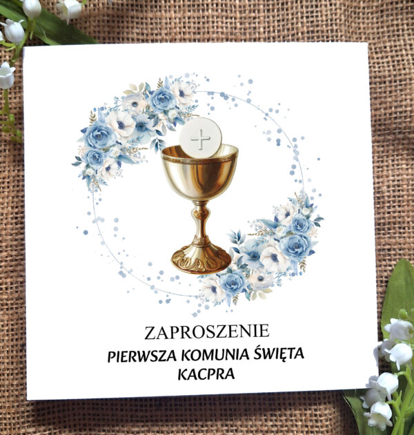 ZAPROSZENIA NA PIERWSZĄ KOMUNIĘ ŚWIĘTĄ - PIERWSZA KOMUNIA ŚWIĘTA - ZAPROSZENIE - DLA CHŁOPCA - N24
