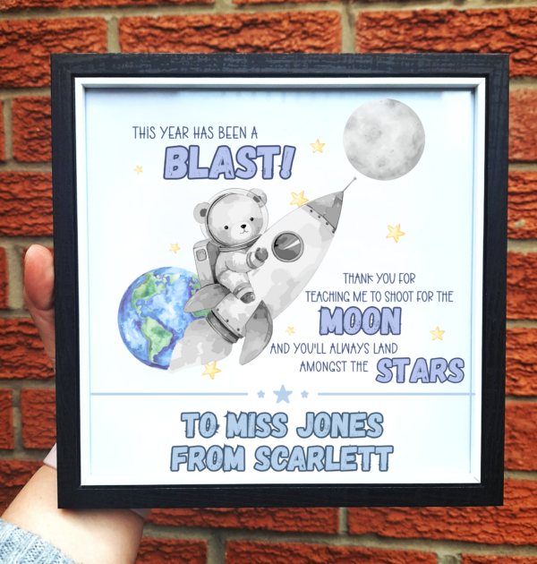 RAMKA DLA NAUCZYCIELA - SHOOT FOR THE MOON - MIŚ + RAKIETA + GWAIZDY + KSIĘŻYC