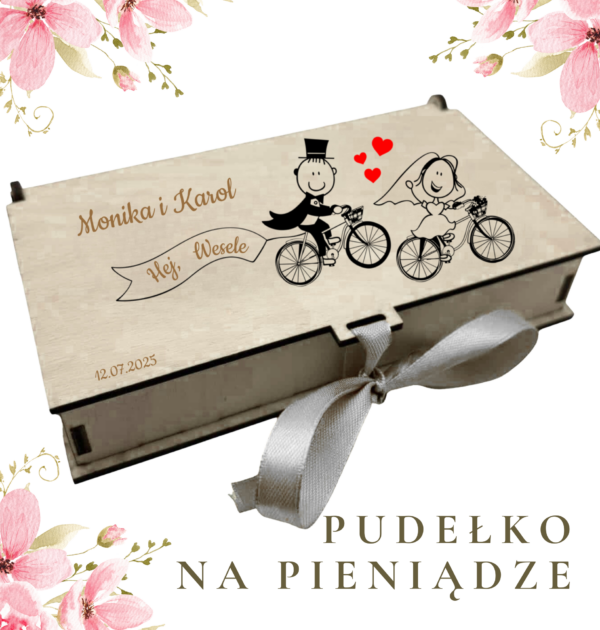 PUDEŁKO NA PIENIĄDZE - ŚLUB, WESELE - PARA NA ROWERZE