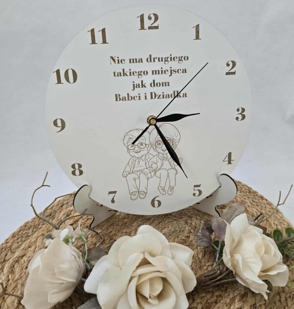 ZEGAR ŚCIENNY Z GRAWEREM - wyjątkowy prezent Dzień Babci i Dziadka