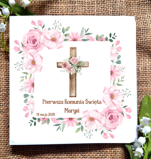 ZAPROSZENIA NA PIERWSZĄ KOMUNIĘ ŚWIĘTĄ - PIERWSZA KOMUNIA ŚWIĘTA - ZAPROSZENIE DLA DZIEWCZYNKI - PERSONALIZOWANE