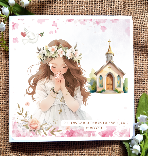 ZAPROSZENIA NA PIERWSZĄ KOMUNIĘ ŚWIĘTĄ - PIERWSZA KOMUNIA ŚWIĘTA - ZAPROSZENIE DLA DZIEWCZYNKI - PERSONALIZOWANE