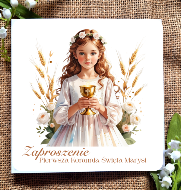 ZAPROSZENIA NA PIERWSZĄ KOMUNIĘ ŚWIĘTĄ - PIERWSZA KOMUNIA ŚWIĘTA - ZAPROSZENIE DLA DZIEWCZYNKI - PERSONALIZOWANE